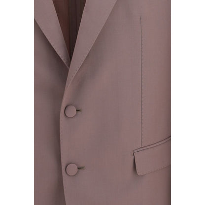 Blazer by Dolce & Gabbana for men in wool brown showcases a polished silhouette, highlighted by a refined and polished for a sophisticated finish.