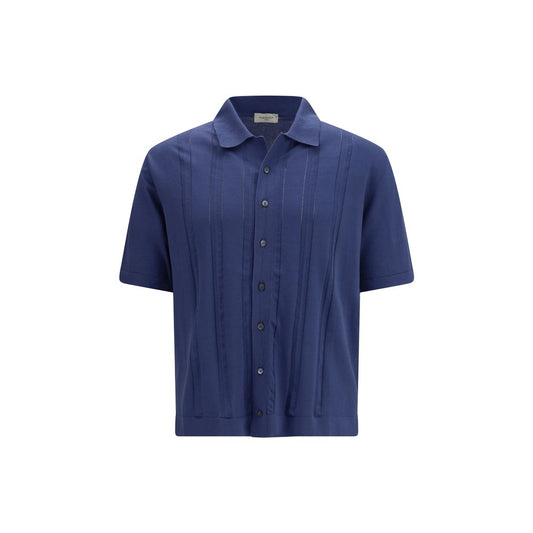 Polo Shirt by Piacenza Cashmere for men in cashmere cotton blend blue showcases a enviable silhouette, featuring a refined and for a enviable finish.