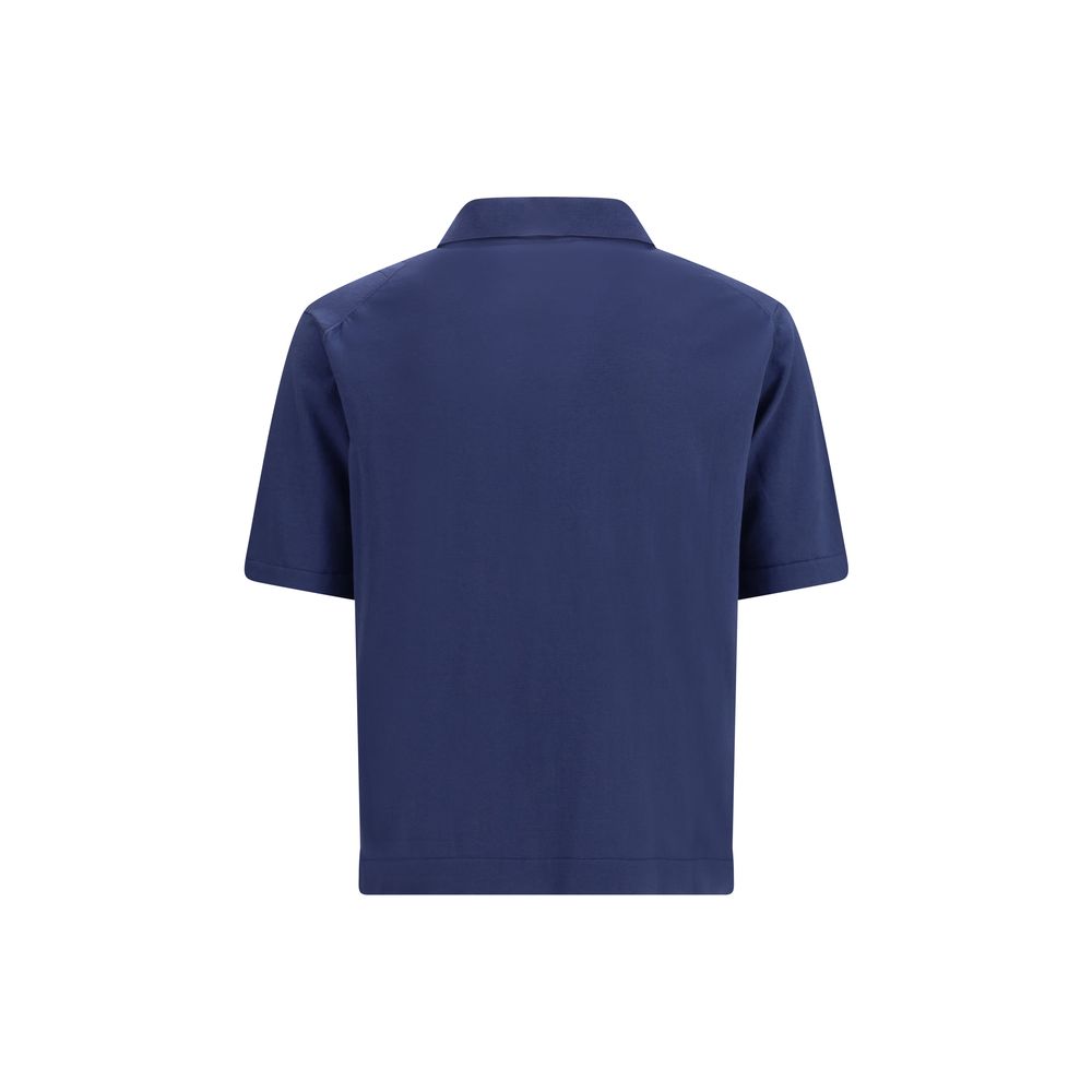 Polo Shirt by Piacenza Cashmere for men in cashmere cotton blend blue showcases a enviable silhouette, featuring a refined and for a enviable finish.