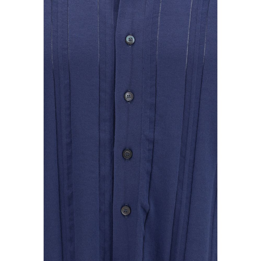 Polo Shirt by Piacenza Cashmere for men in cashmere cotton blend blue showcases a sharp silhouette, detailed with a refined and sharp for a sophisticated finish.