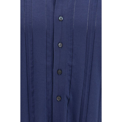 Polo Shirt by Piacenza Cashmere for men in cashmere cotton blend blue showcases a sharp silhouette, detailed with a refined and sharp for a sophisticated finish.