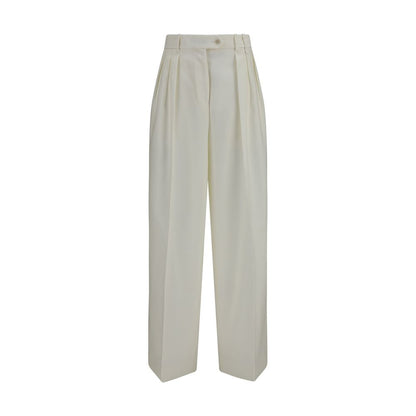 Casual Pants by Calvin Klein for women in merino wool white features a polished silhouette with a polished regular-fit, reaching a polished long and finished with a polished .