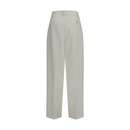 Casual Pants by Calvin Klein for women in merino wool white features an refined tailoring silhouette, showcasing a premium regular-fit with a and long cut for a refined tailoring look.