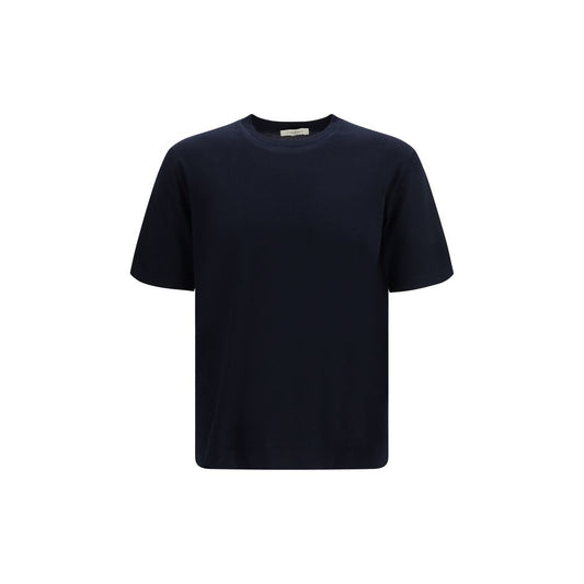 Sweater by Piacenza Cashmere for men in cashmere cotton blend blue features an tactile silhouette, showcasing a sophisticated crew neckline and tactile for a refined finish.