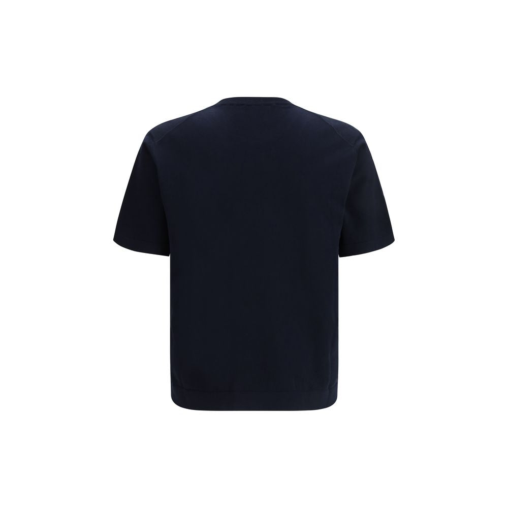 Sweater by Piacenza Cashmere for men in cashmere cotton blend blue showcases a sumptuous silhouette, artfully finished with a sumptuous crew neckline and for a sophisticated, sumptuous look.