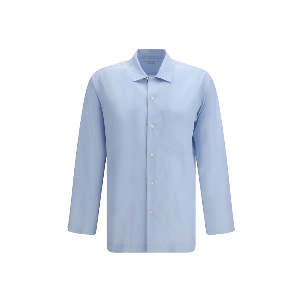 Shirt by Umit Benan for men in silk blue & havana showcases a sublime silhouette, artfully detailed with a sublime and long-sleeve for a sophisticated, sublime finish.