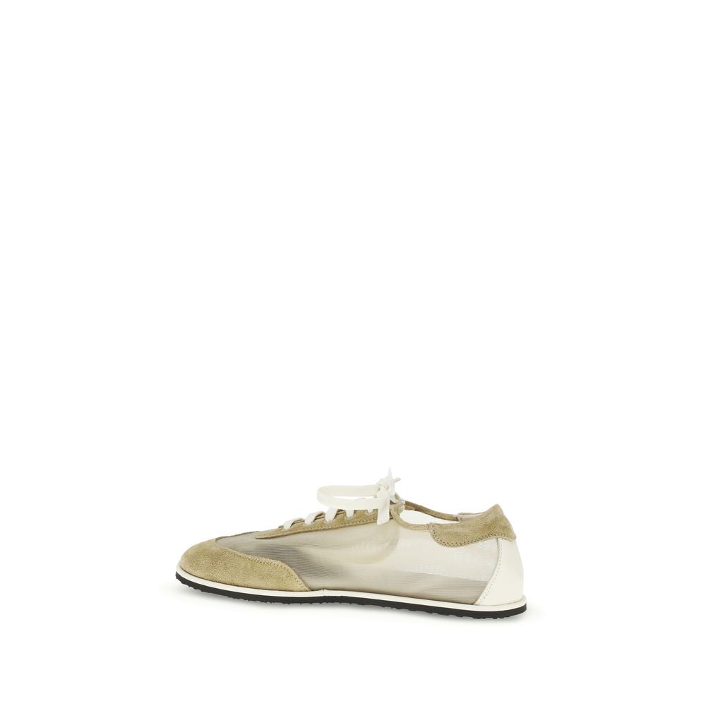 Sneakers by Dear Frances for women in polyamide & bos taurus calf leather beige presents a impeccable silhouette as Women's Low Top Polyamide & Bos Taurus Calf Leather Sneakers, expertly defined by a impeccable low-top style for a impeccable, high-fashion look.