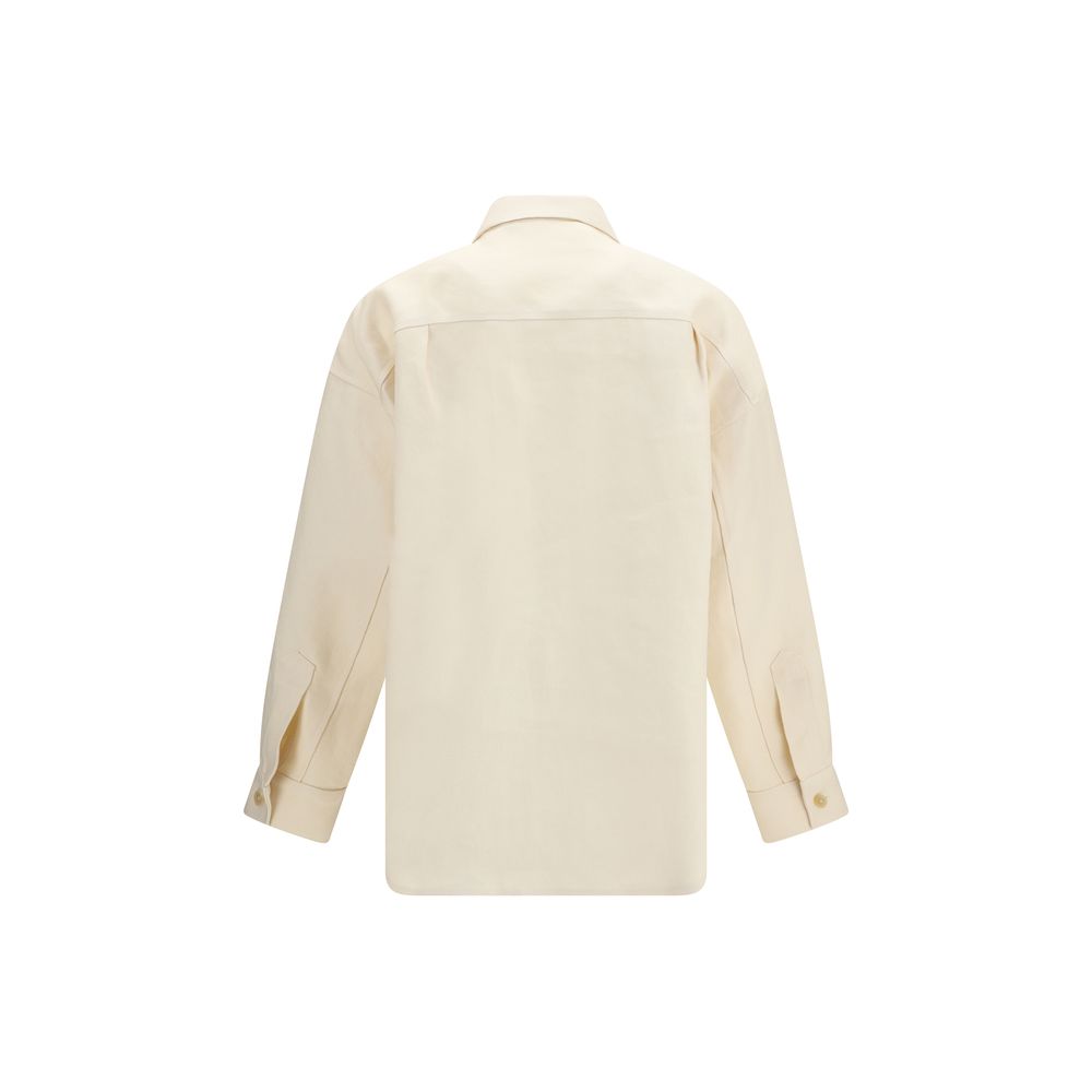 Overshirt by Umit Benan for women in linen beige, horn & natural presents a discerning silhouette, showcasing a sophisticated and for a truly discerning finish.