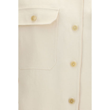 Overshirt by Umit Benan for women in linen beige, horn & natural, featuring a nuanced and nuanced for a sophisticated finish.