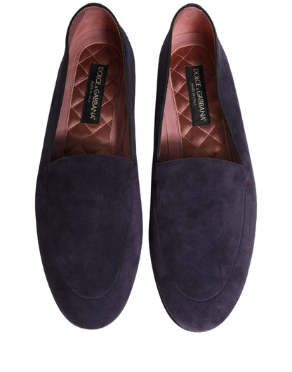 Dolce & Gabbana Violet Velvet Slip On Men Flats Loafers Shoes