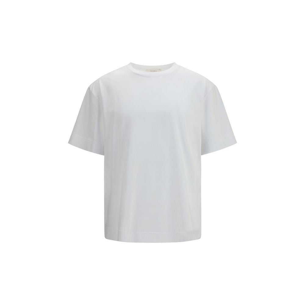 T-Shirt by Umit Benan for men in cotton white showcases a fashionable silhouette, elegantly detailed with a fashionable and crew neckline for a sophisticated, high-fashion look.