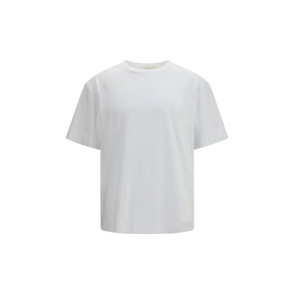 T-Shirt by Umit Benan for men in cotton white showcases a fashionable silhouette, elegantly detailed with a fashionable and crew neckline for a sophisticated, high-fashion look.