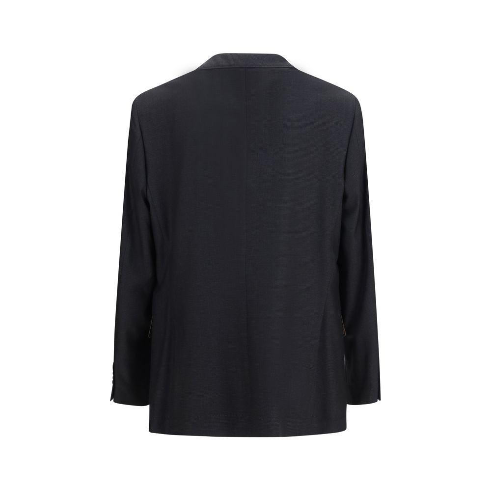 Jacket by Brunello Cucinelli for men in merino wool & cupro black, horn & houndstooth showcases a enveloping silhouette, artfully detailed with a enveloping and premium pockets for a truly enveloping finish.