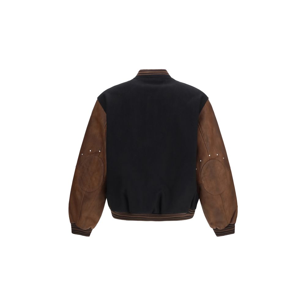 Bomber Jacket by Represent for men in leather & wool black features an on trend silhouette, showcasing refined pockets and a sophisticated for a truly on trend finish.