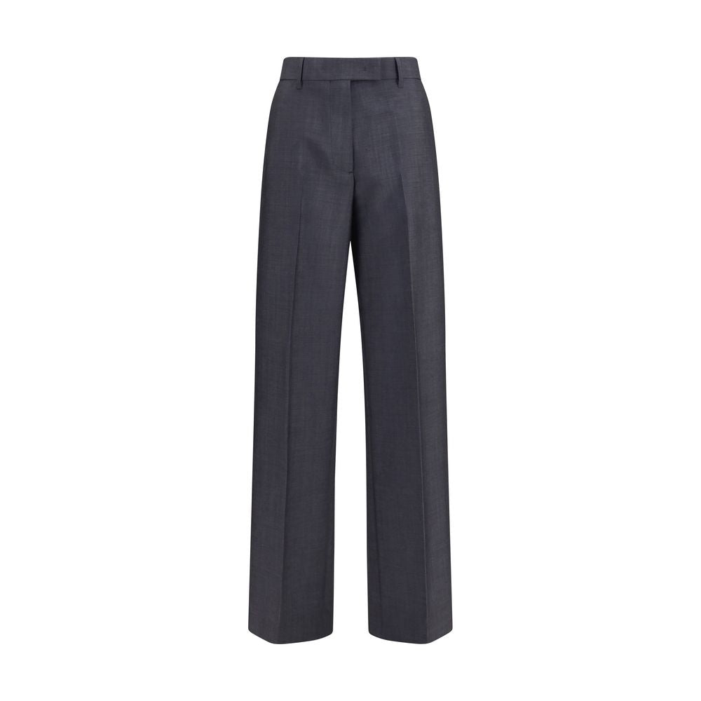 Trousers by Miu Miu for women in mohair wool gray presents a smart silhouette, meticulously detailed with a smart straight & regular-fit, a smart long, and a smart .