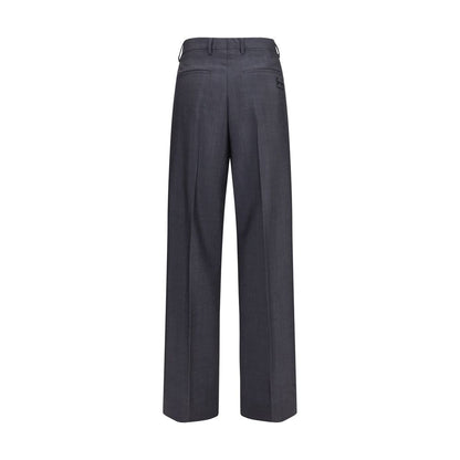 Trousers by Miu Miu for women in mohair wool gray features a sculptural silhouette, showcasing a sculptural straight & regular-fit and long with a sophisticated for a sculptural finish.