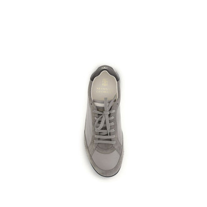Sneakers by Brunello Cucinelli for men in bos taurus suede calf leather gray presents a on trend silhouette from the Men's Fashion Bos Taurus Suede Calf Leather Sneakers collection, showcasing a on trend fashion style for an elevated aesthetic.