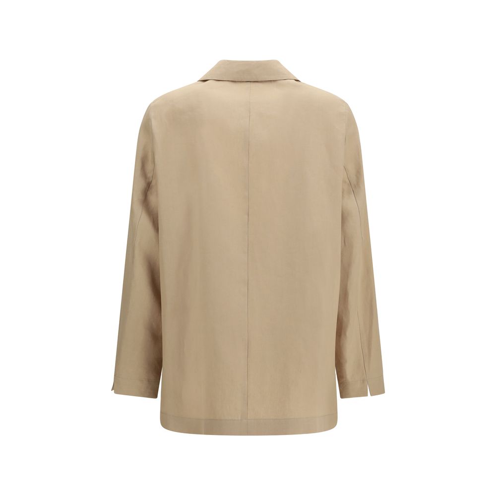 Overcoat by Lardini for women in wool & cotton beige, cream & patterned showcases a enveloping silhouette, detailed with distinctive pockets and a enveloping lapel notch-lapel neckline.