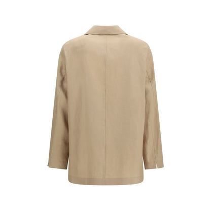 Overcoat by Lardini for women in wool & cotton beige, cream & patterned showcases a enveloping silhouette, detailed with distinctive pockets and a enveloping lapel notch-lapel neckline.