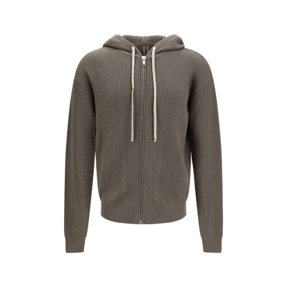 Sweatshirt Hoodie by Rick Owens for men in virgin wool gray & patterned features an avant-garde silhouette, showcasing a sophisticated hooded neckline and detail for a truly avant-garde finish.