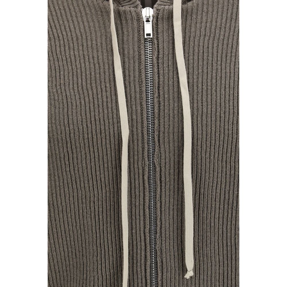 Sweatshirt Hoodie by Rick Owens for men in virgin wool gray & patterned features a authentic silhouette, showcasing a sophisticated and authentic detail for a refined finish.