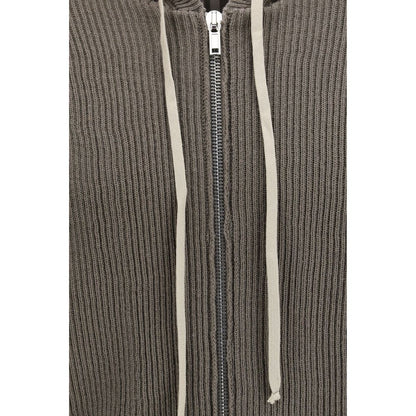 Sweatshirt Hoodie by Rick Owens for men in virgin wool gray & patterned features a authentic silhouette, showcasing a sophisticated and authentic detail for a refined finish.