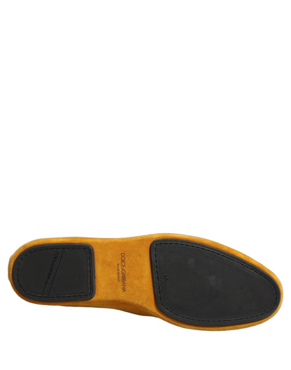 Dolce & Gabbana Men's Leather & Velvet Loafer Slip-On Shoes - Yellow