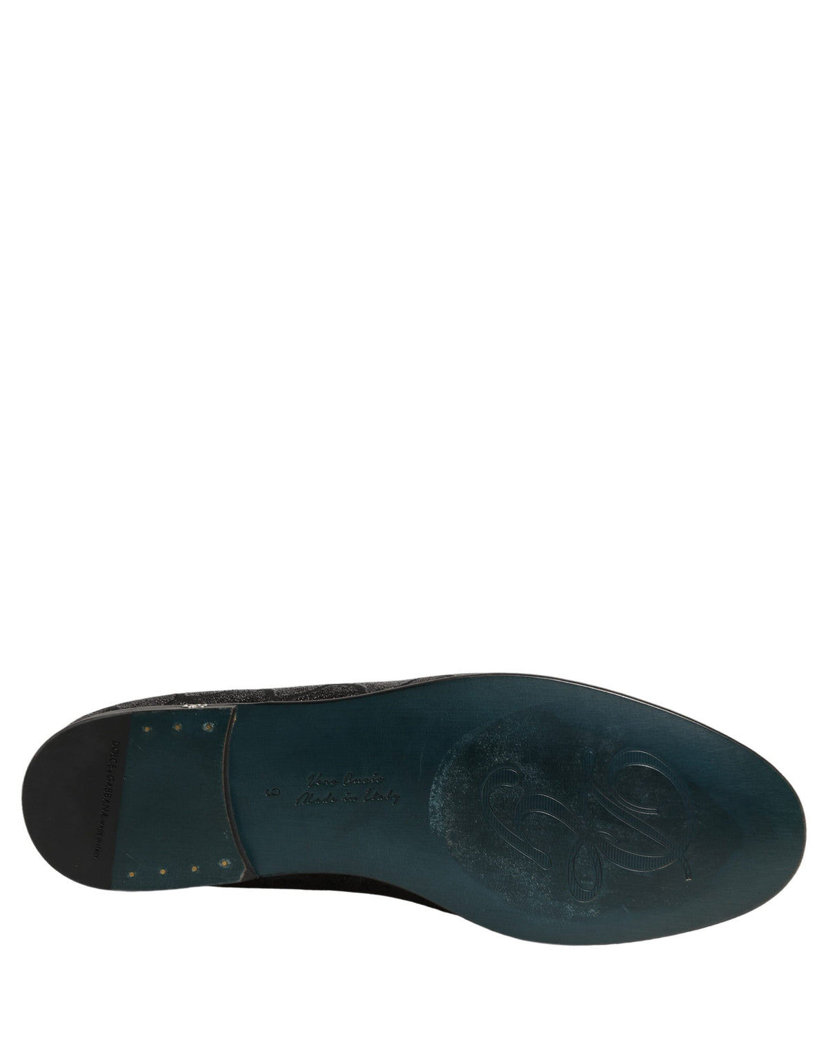 Dolce & Gabbana Men's Leather Loafer Slip-On Shoes - Black Patterned Jacquard