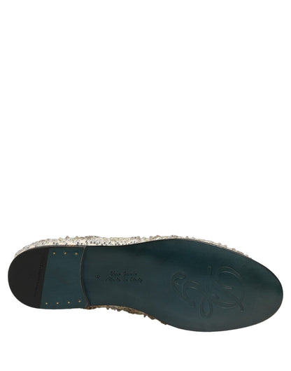 Dolce & Gabbana 9 To 5 Aria Men's Leather & Velvet Loafer Slip-On Shoes - White Signature