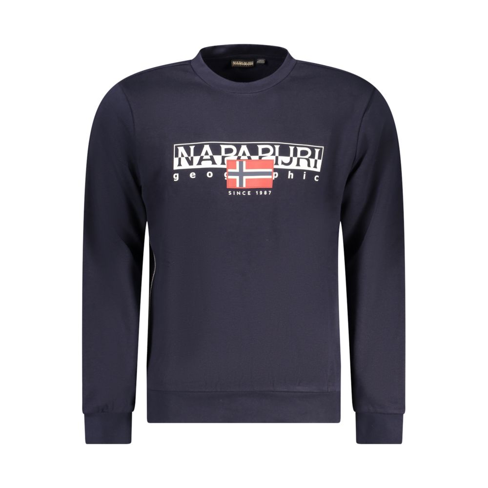 Napapijri Men's Regular-Fit Crew Neck Cotton Polyester Sweatshirt - Blue Print