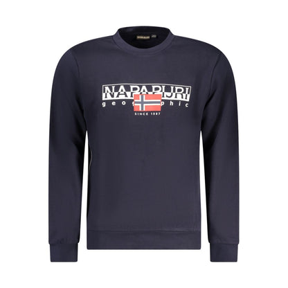 Napapijri Men's Regular-Fit Crew Neck Cotton Polyester Sweatshirt - Blue Print