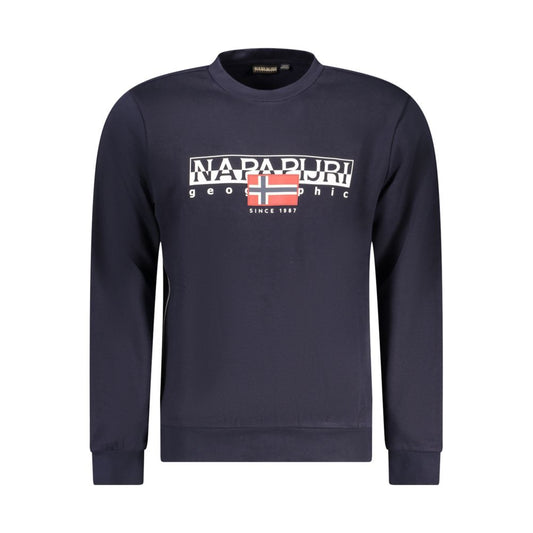 Napapijri Men's Regular-Fit Crew Neck Cotton Polyester Sweatshirt - Blue Print
