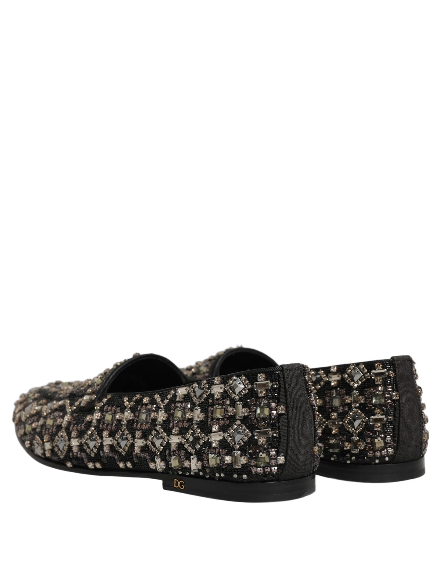 Dolce & Gabbana Silver Leather Logo Slip On Loafers Shoes