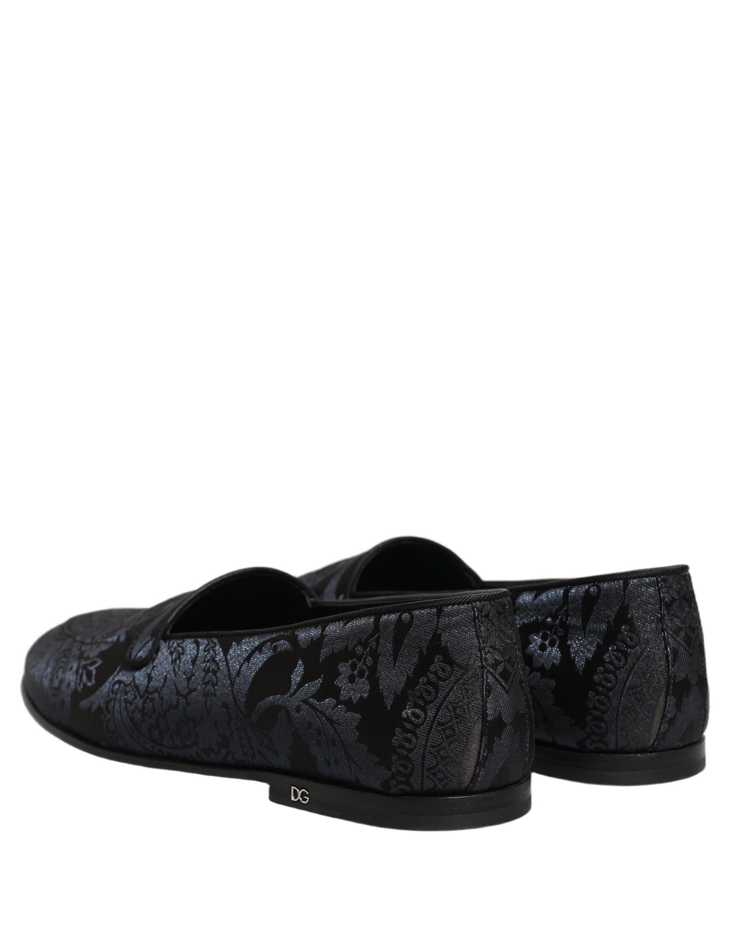 Dolce & Gabbana Blue Jacquard Leather Slip On Loafers Shoes
