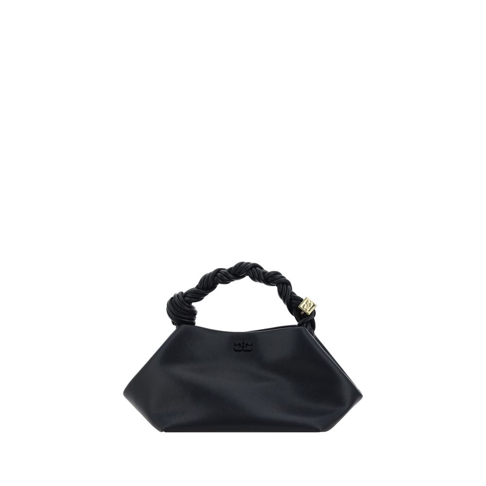 Handbag by Ganni for women in polyester polyurethane leather black features an refined silhouette, showcasing a secure magnetic, ample , and versatile shoulder-strap, handle & adjustable-strap for a sophisticated refined aesthetic.