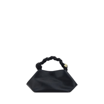 Handbag by Ganni for women in polyester polyurethane leather black features an refined silhouette, showcasing a secure magnetic, ample , and versatile shoulder-strap, handle & adjustable-strap for a sophisticated refined aesthetic.
