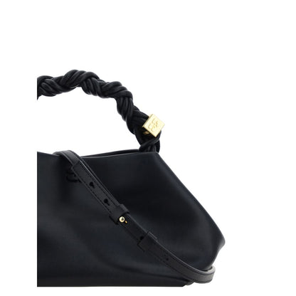 Handbag by Ganni for women in polyester polyurethane leather black features a refined silhouette, showcasing a secure magnetic, organized , and versatile shoulder-strap, handle & adjustable-strap for a refined finish.