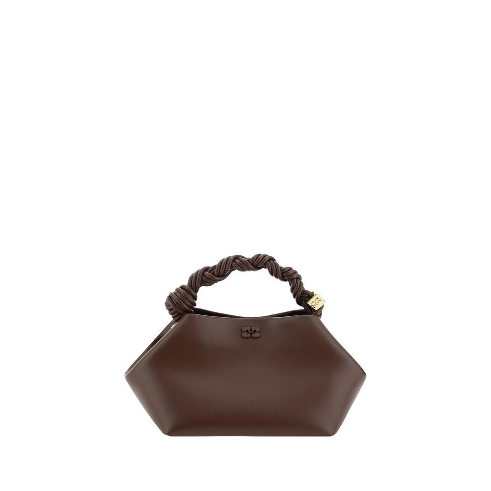 Mini Handbag by Ganni for women in nylon polyester polyurethane & calf leather brown features an refined silhouette, showcasing a secure magnetic, ample built-in-compartments, and versatile shoulder-strap, handle & adjustable-strap for a sophisticated refined aesthetic.