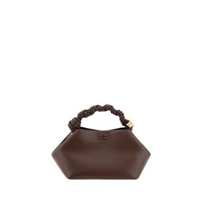 Mini Handbag by Ganni for women in nylon polyester polyurethane & calf leather brown features an refined silhouette, showcasing a secure magnetic, ample built-in-compartments, and versatile shoulder-strap, handle & adjustable-strap for a sophisticated refined aesthetic.