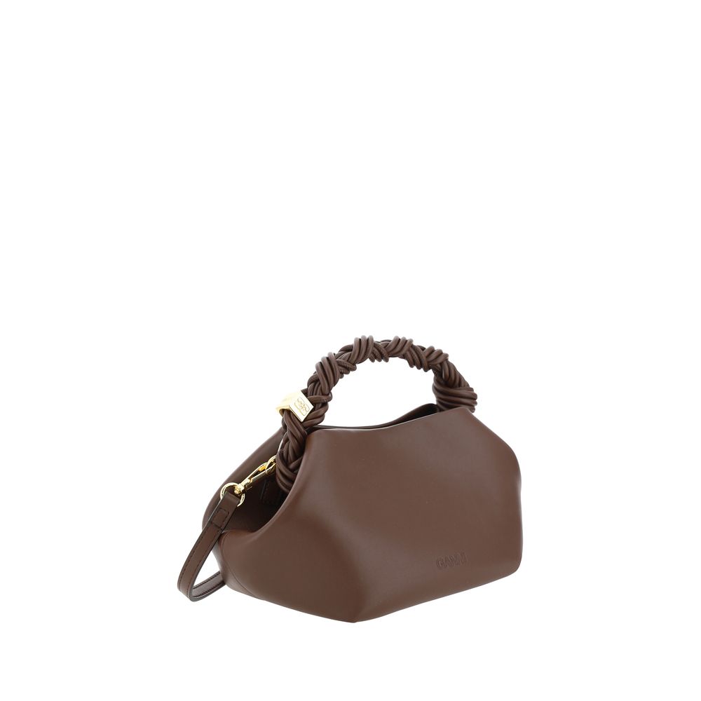 Mini Handbag by Ganni for women in nylon polyester polyurethane & calf leather brown presents a ornamental silhouette, showcasing a secure magnetic, ample built-in-compartments, and versatile shoulder-strap, handle & adjustable-strap for a ornamental finish.