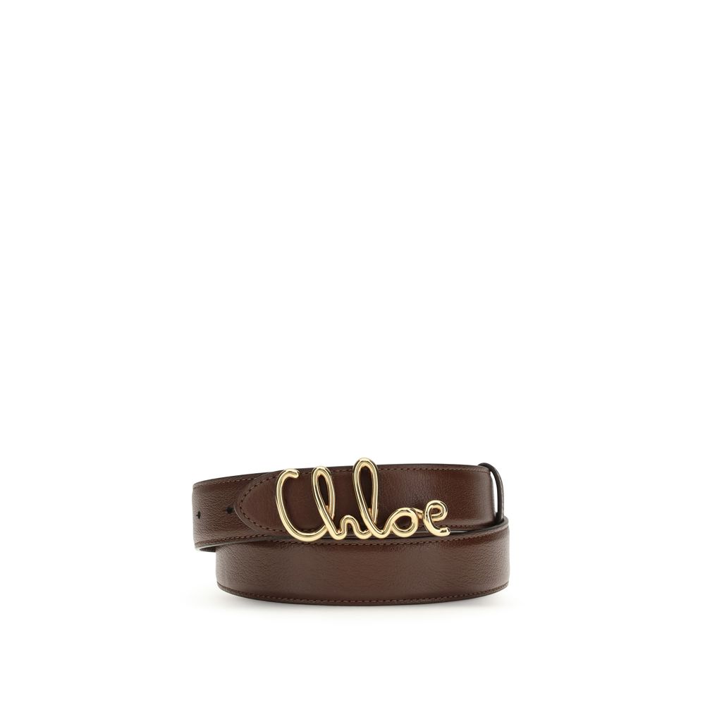 Belt by Chloé for women in bos taurus calf leather brown & gold presents a artisanal silhouette from the Bos Taurus Calf Leather Belt collection, showcasing an artisanal design and refined craftsmanship for a artisanal look.