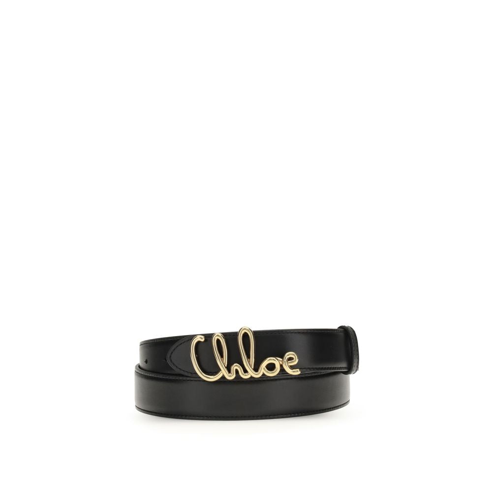 Belt by Chloé for women in bos taurus calfskin leather black & gold features an artisanal silhouette, showcasing the artisanal craftsmanship of the Bos Taurus Calfskin Leather Belt collection for a artisanal finish.