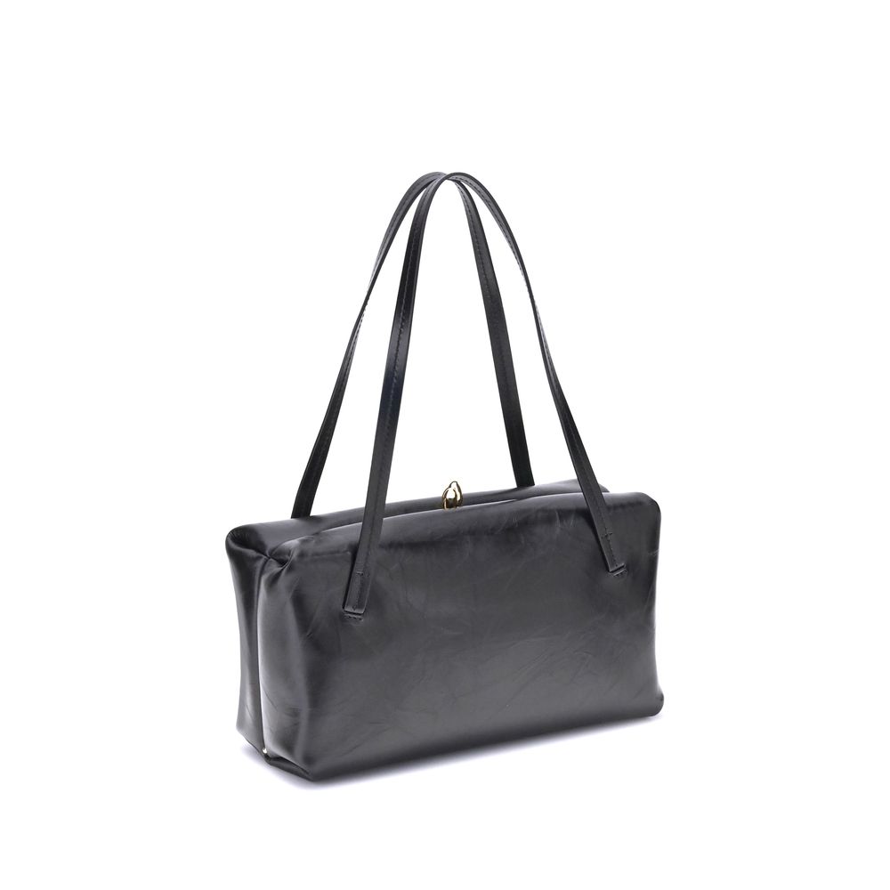 Small Shoulder Clutch Bag by Jil Sander for women in bos taurus calf leather black features a effortless sophistication silhouette, secured by a snap with ample cardholder and versatile shoulder-strap & handle for a effortless sophistication finish.