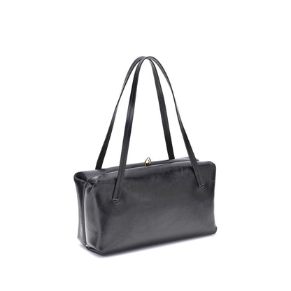 Small Shoulder Clutch Bag by Jil Sander for women in bos taurus calf leather black features a effortless sophistication silhouette, secured by a snap with ample cardholder and versatile shoulder-strap & handle for a effortless sophistication finish.