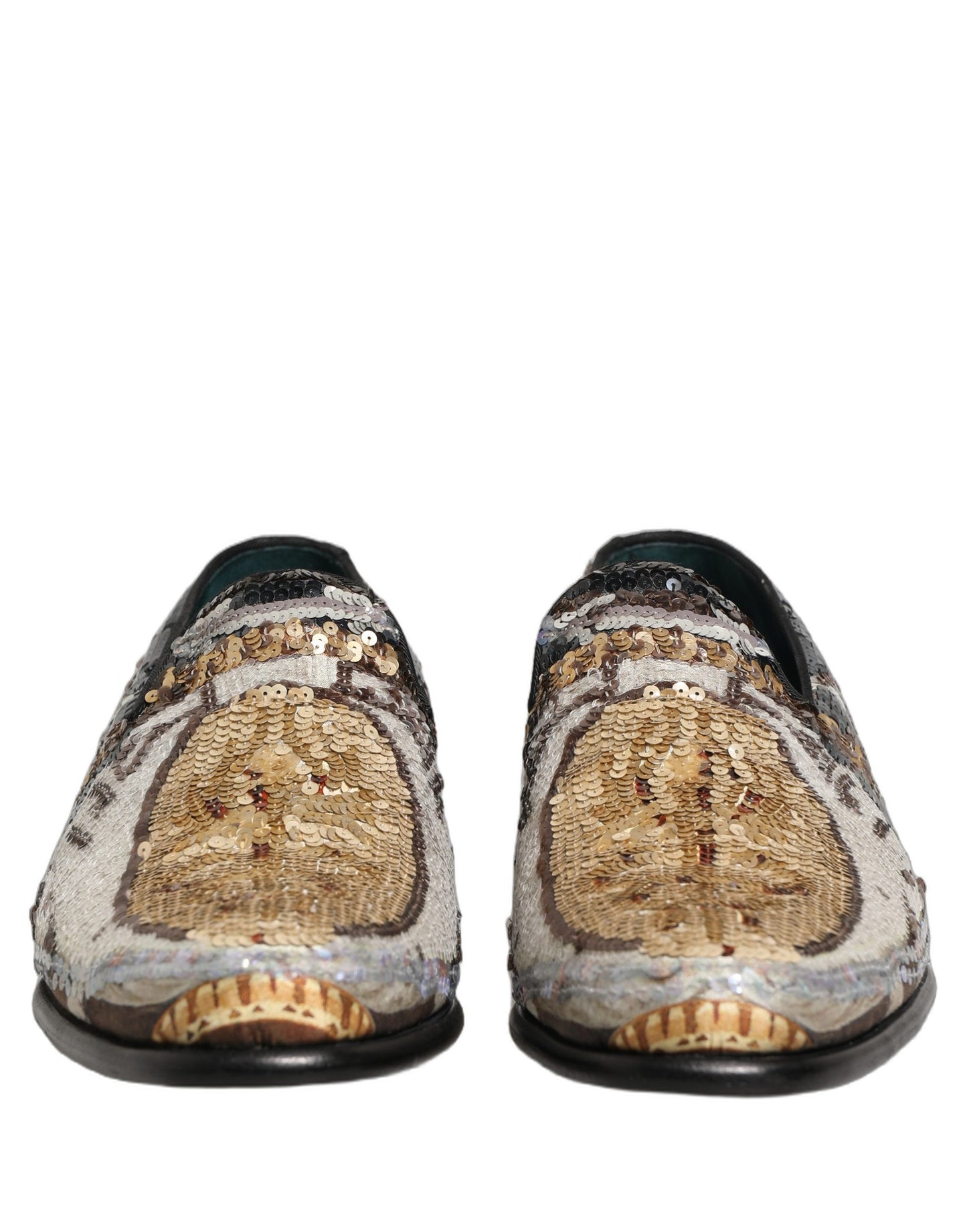 Dolce & Gabbana Multicolor Embroidered Sequin Loafers Shoes