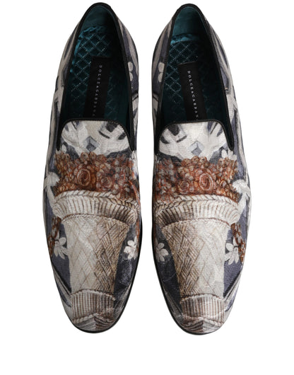 Dolce & Gabbana Multicolor Floral Tapestry Embroidery Loafer Shoes