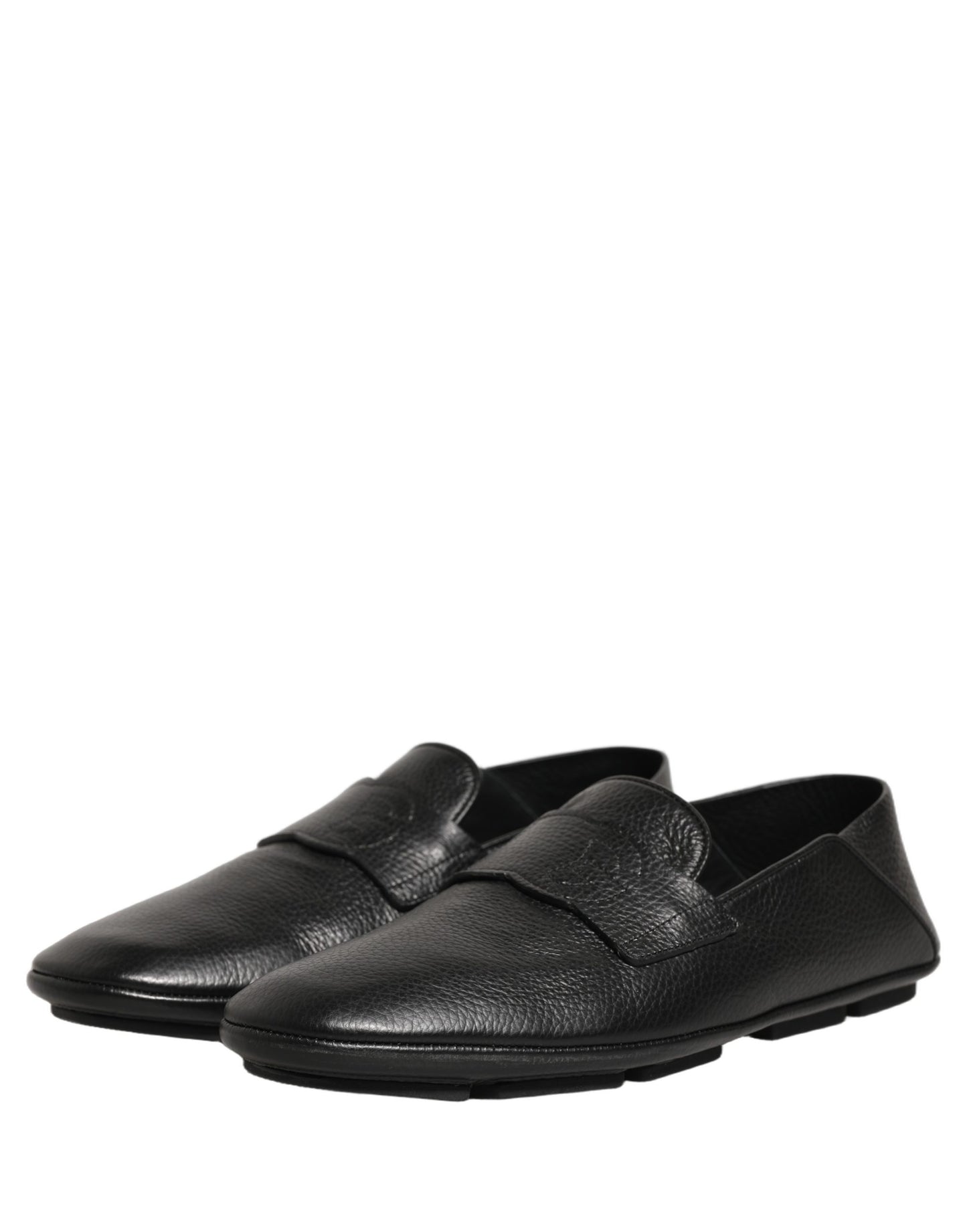 Dolce & Gabbana Black Deerskin Leather Driver Loafers Shoes