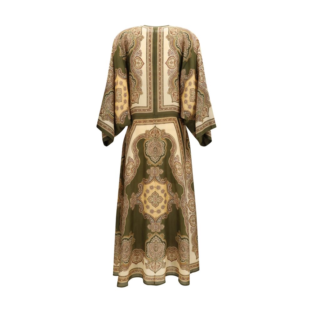 Dress by Zimmermann for women in silk multicolor, paisley & print presents a sinuous silhouette, showcasing a sophisticated round neckline and detailed with a sinuous midi for a refined finish.