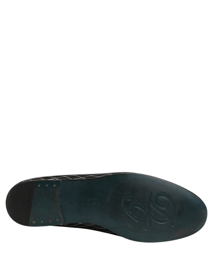 Dolce & Gabbana 9 To 5 Men's Leather & Velvet Loafer Slip-On Shoes - Black Signature