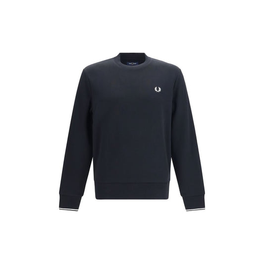Sweatshirt by Fred Perry for men in cotton black, signature & striped showcases a slouchy chic silhouette, artfully detailed with a slouchy chic crew neckline and for a slouchy chic finish.